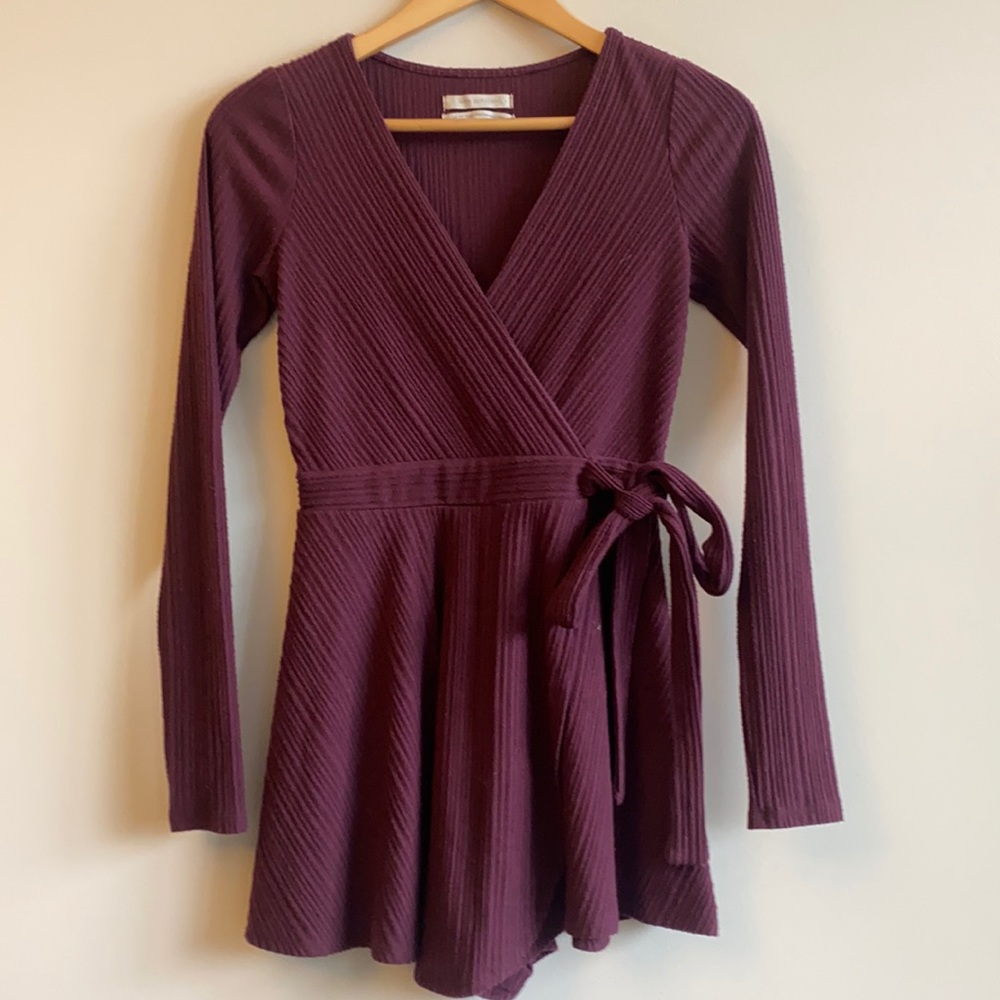 Urban outfitters maroon skort romper with side tie